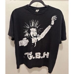 RARE❗️G.B.H Vintage 80s Charged Punk Band Tee T Shirt Black White Graphic VTG